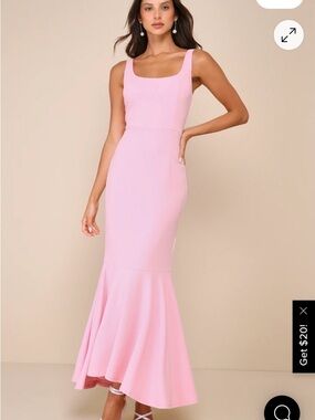 Lulus Elegant Pink Square-Neck Mermaid Dress